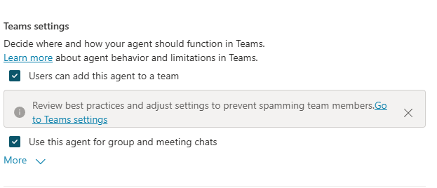 Teams settings — enable both checkboxes