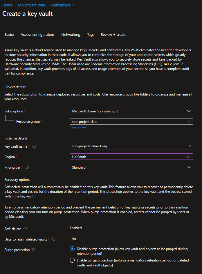 Key Vault Config